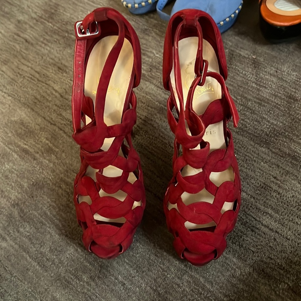 Christian Louboutin Suisse red 160 inch heels 38.5 stunner